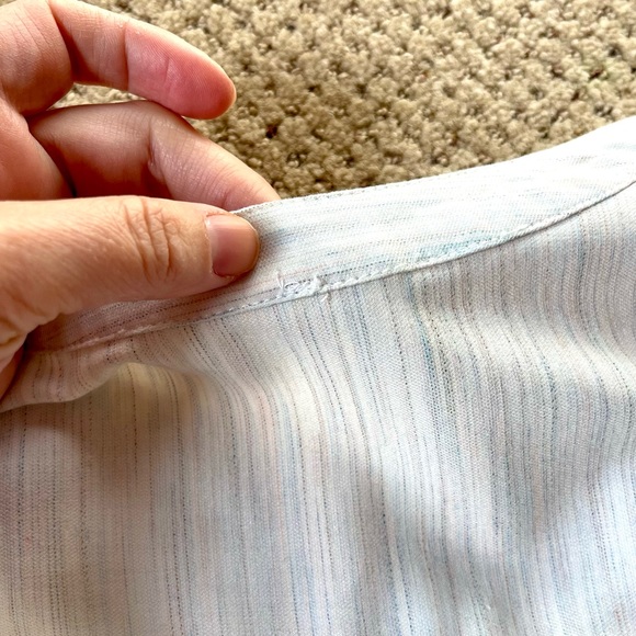 LOFT Outlet Lounge White Button Down Shirt Womens Size XL Mandarin Collar Sleep - Picture 7 of 10